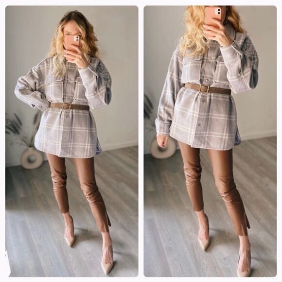 Felted Shirt Jacket Shacket H&M New - Picture 9 of 9